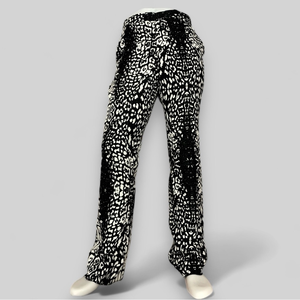Men’s Angelino Black | White Animal Print Casual Pants